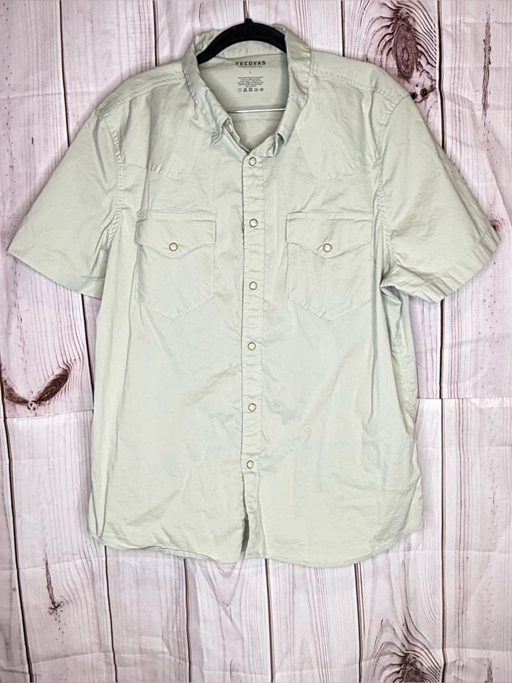 Tecovas Shirt Mens Large Pearl Snap Green